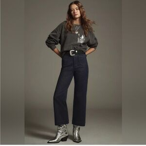 Anthropologie The Colette High-Rise Cropped Wide-Leg Jeans  Sparkle Edition